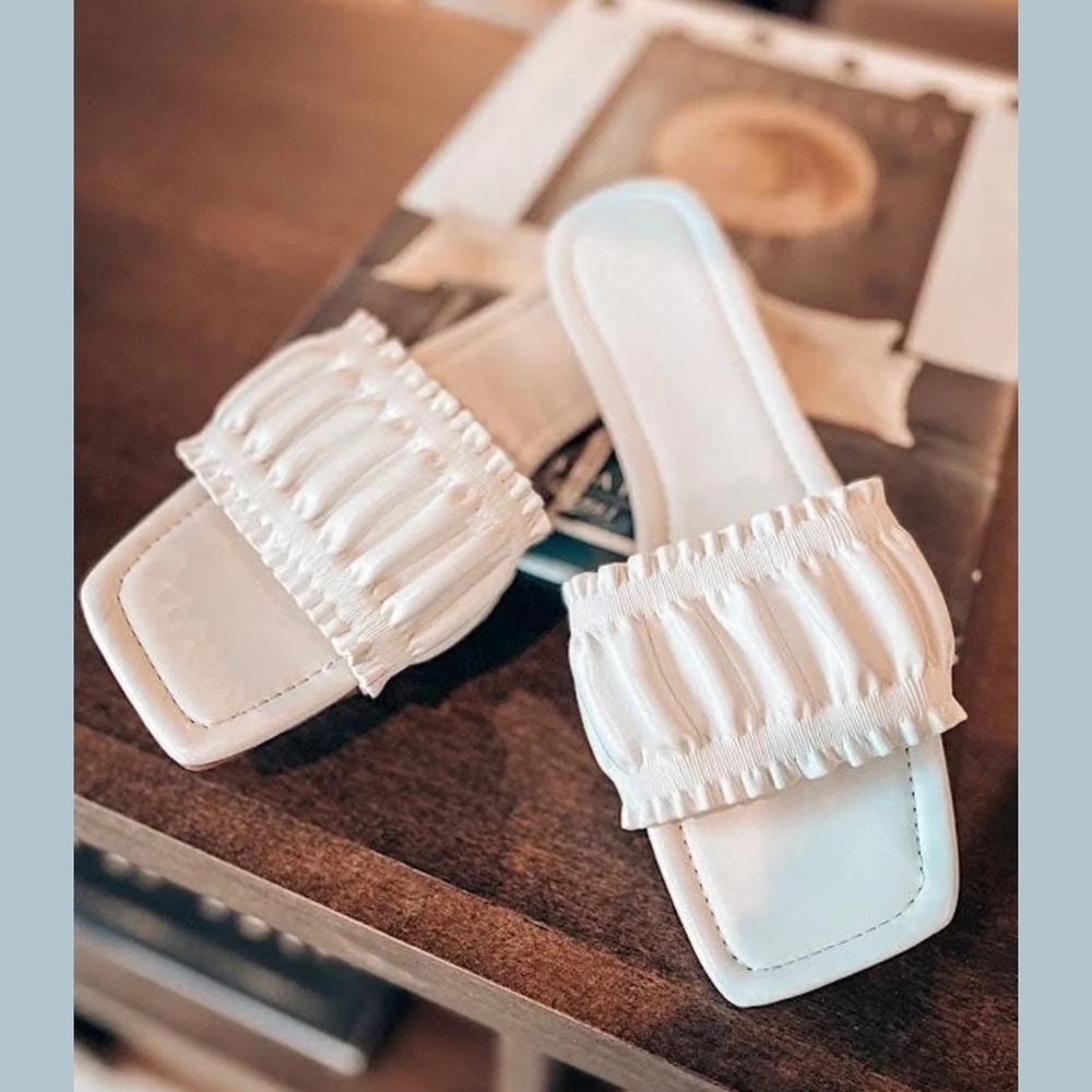 Elegant White Slide Sandals